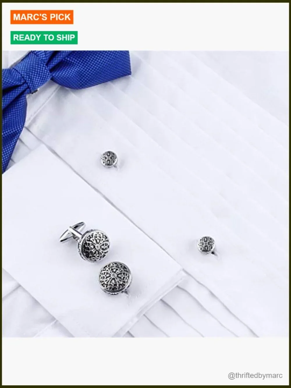 Vintage Enamel Carbon Fiber Tuxedo Cufflinks and Studs Set for Regular Wedding